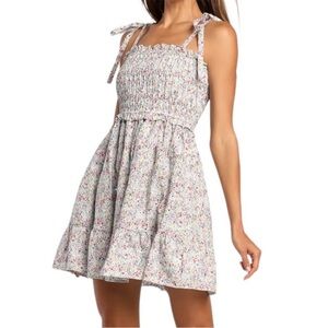 Lulus Sonic Bloom Floral Eyelet Mini Dress NWOT